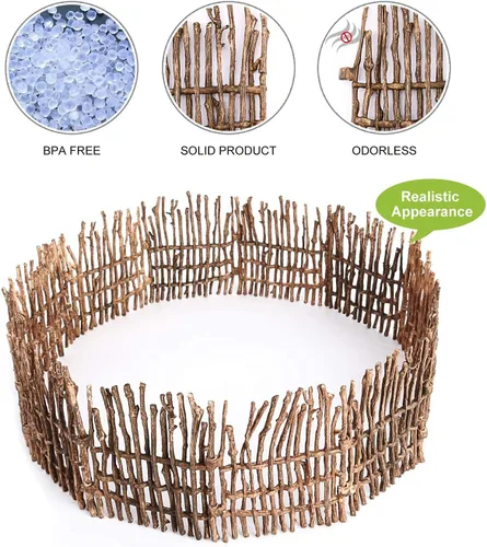 Miniatura 3 de Volnau Juego de 12 piezas de plástico de madera para valla de corral, accesorios para paneles de caballos, figuras de granja, figuras de animales