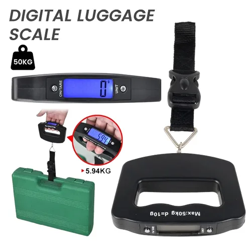 Miniatura 5 de Paquete de 3 básculas de equipaje, báscula de equipaje de 110.2 lbs110 libras con retroiluminación de pantalla LCD, correa de hebilla portátil