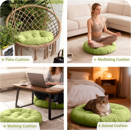 Miniatura 3 de Tiita - Cojín cuadrado para el suelo al aire libre, cojín de asiento grueso tuftado, gran cojín de suelo para yoga, meditación, sala de estar forro