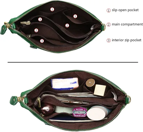 Miniatura 5 de Uromee Cartera de mano para mujer, de piel auténtica, con cadena de hombro desmontable