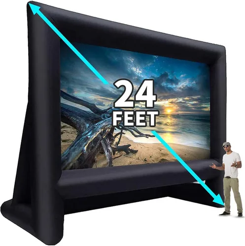 Proyector inflable de 24 pies, pantalla de película para exteriores e interiores, pantalla de proyección de cine portátil, con soplador de aire,