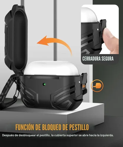 Miniatura 2 de MOBOSI Funda para AirPods Pro 2 con cerradura, compatible con funda Airpod Pro de 2ª/1ª generación, funda protectora de grado militar con kit