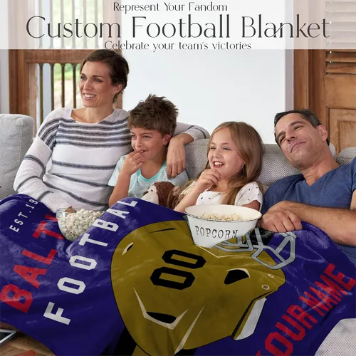 Miniatura 4 de Manta personalizada para fanáticos del fútbol americano – Se envía al día siguiente – Hecha en Estados Unidos – Manta de vellón personalizada