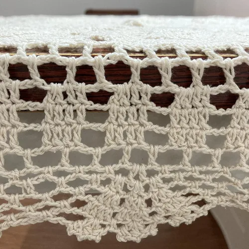Miniatura 5 de Hsvanyr Mantel rectangular de algodón hecho a mano con encaje de ganchillo, 19 x 27 pulgadas, centros de mesa beige para comedor