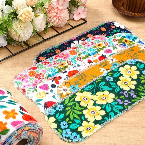 Miniatura 7 de FuWeave Paquete de 30 toallas de bidé reutilizables, lavables, suaves, para regalo, rollos sin papel, franela de algodón de 12 x 4.3 pulgadas, Floral