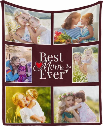 Miniatura 6 de InterestPrint Regalos personalizados para mamá, manta personalizada con fotos y fotos familiares, regalos de cumpleaños para el día de la madre