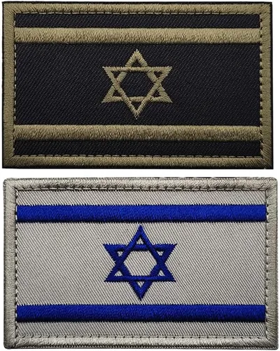 Miniatura 13 de 2 parches de bandera de Israel para coser en bordado, insignias tácticas israelíes de IL, emblema militar de moral militar, parches de gancho