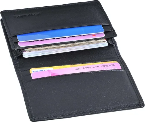 Miniatura 3 de Billetera delgada de cuero auténtico con bolsillo frontal, espacio para identificación y tarjetero con tecnología RFID