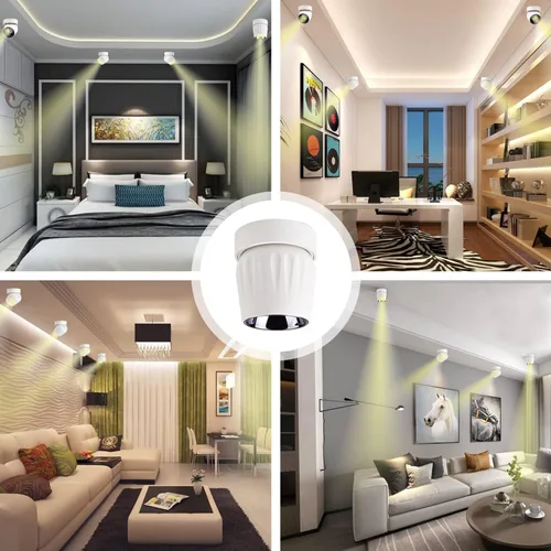 Miniatura 2 de Foco de techo LED de 12 W, luz direccional de rotación de 360°, 3000 K, blanco cálido, lámpara de pared para pasillo, galería, sala de estar/blanco