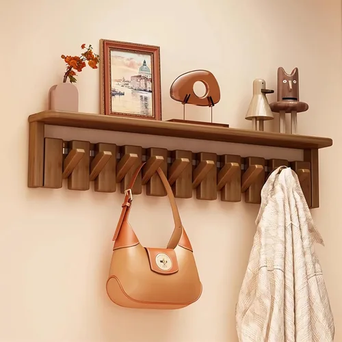 Percheros para colgar en la pared, ganchos para llaves de piano, colgador de madera maciza natural, tela no tejida, perchas para armario, cocina,