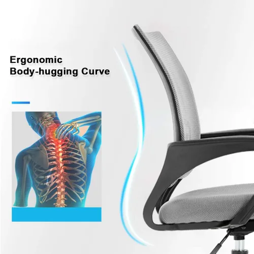 Miniatura 4 de Juego de 2 sillas ergonómicas de escritorio, sillas de oficina de malla para computadora con soporte lumbar y reposabrazos, silla de trabajo Gris