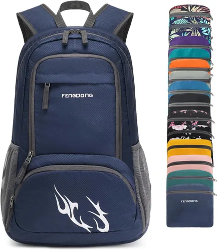 Miniatura 9 de FENGDONG mochila ligera plegable impermeable de 35L, mochila de senderismo pequeña para viajes, para hombres y mujeres