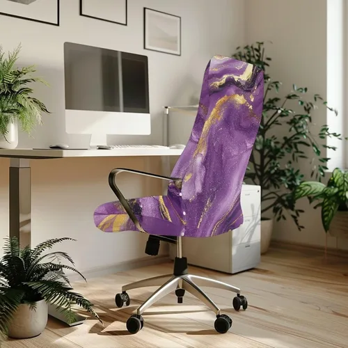 Miniatura 3 de Funda para silla de oficina de mármol morado, lavable, funda para silla de escritorio, fundas para silla de computadora para silla giratoria, silla