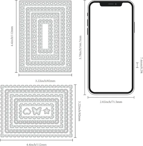 Miniatura 2 de 12 piezas de troqueles de corte rectángulo con marco troquelado, plantillas en capas, troqueles de fondo para hacer tarjetas, troqueles de metal
