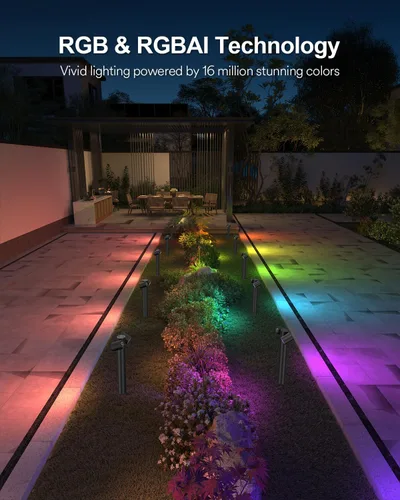 Miniatura 7 de Luces de Camino Inteligentes Lumary Pro 700LM, Luces de Paisaje RGBAICW con Cambio de Color con 8 Focos Ajustables de 355° IP65 Impermeables