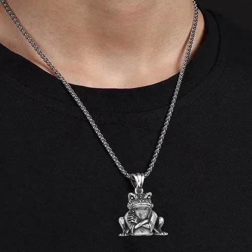 Miniatura 3 de FAZOVIN Collar de animales con colgante de águilaranabúhogatito con cadena de acero inoxidable de 23.6 pulgadas para hombres y mujeres