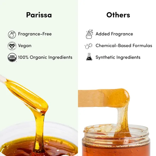 Miniatura 9 de Parissa Kit de cera de azúcar para microondas para cara y cuerpo, cera de depilación orgánica para cabello fino a medio, lavable al agua con tiras