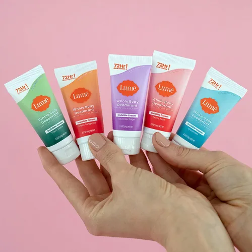 Miniatura 4 de Lume Desodorante de cuerpo entero, paquete de 5 muestras – Minis de crema invisible – Control de olores de 72 horas – Sin aluminio ni bicarbonato