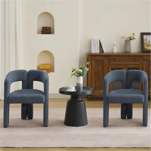 Miniatura 33 de adochr Modernas sillas de comedor de barril, silla de comedor tapizada de lino con patas de madera, sillas decorativas con brazos, cómodos sillones