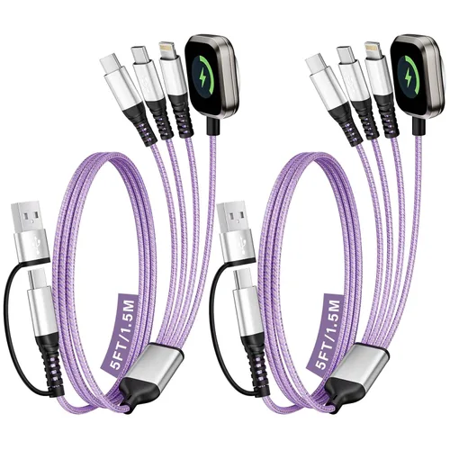 Miniatura 12 de Cargador de viaje para iWatch, cable de carga múltiple 3 en 2 con cargador IP/USB C/iWatch, cargadores de viaje para múltiples dispositivos, Naranja