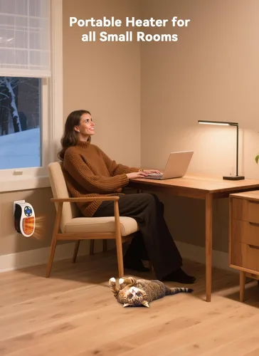 Miniatura 8 de Calentador de Espacio de 450W, Calentador de Espacio Pequeño Eléctrico con Control Remoto para Toma de Pared como se Ve en TV con Termostato