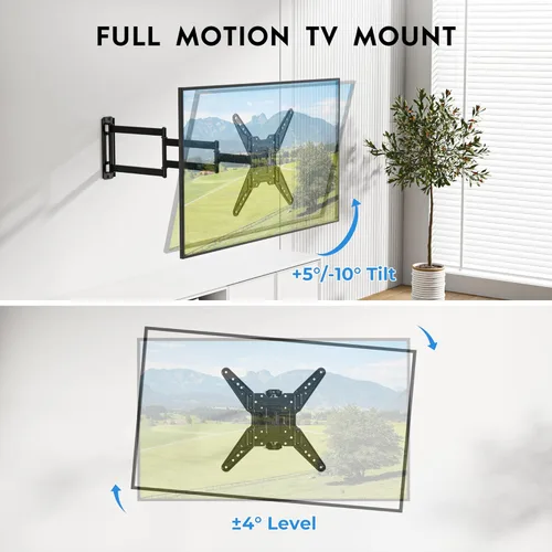 Miniatura 5 de BONTEC Soporte de pared para TV para pantallas planas y curvas de 26 a 65 pulgadas con extensión de 37.4 pulgadas de largo, diseño giratorio