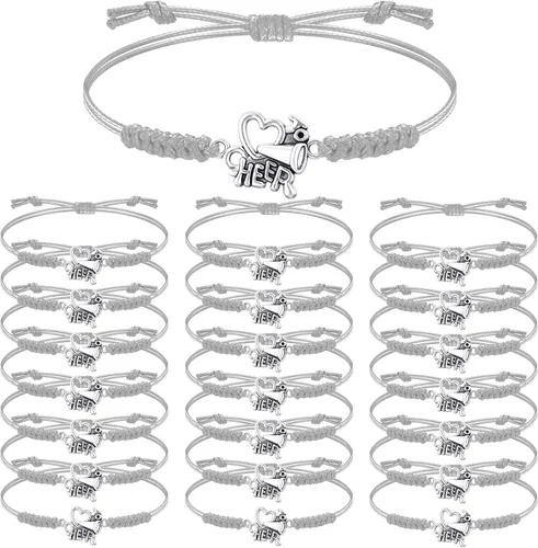 Miniatura 9 de Rtteri 20 pulseras de animadora para niñas, pulseras ajustables para animadoras, regalos para animadoras, accesorios de joyería a granel Naranja