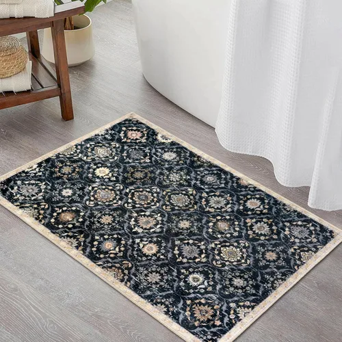 Miniatura 8 de KILOCOCO Alfombra marroquí supersuave de 2 x 3 pies, alfombra de entrada para interiores, vintage, lavable, antideslizante, alfombra de lana
