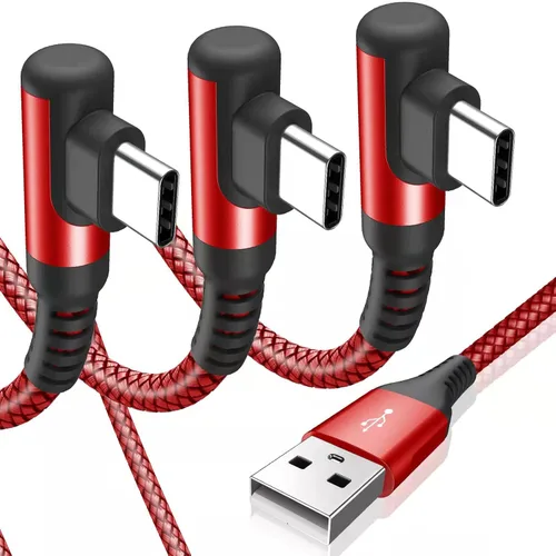 Miniatura 13 de sweguard Cable de carga USB tipo C en ángulo recto [2 unidades, 20 pies] 3.1A cable trenzado de nailon para iPhone 17, 16, 15 Pro Max Plus, iPhone
