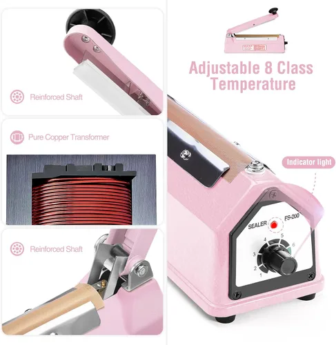 Miniatura 8 de METRONIC Sellador de impulso de 8 pulgadas, máquina selladora térmica manual para bolsas de plástico, selladores de bolsas retráctiles, máquina