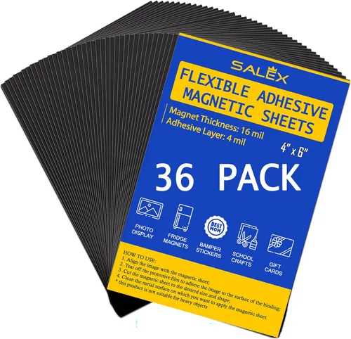 Miniatura 15 de Imanes para tarjetas de visita despegar y pegar de 2 x 3.5 pulgadas, 50 hojas magnéticas fuertes con respaldo adhesivo para hacer imanes flexibles