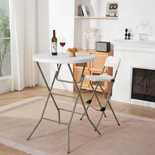 Miniatura 8 de Mesa plegable redonda de 32 pulgadas, mesa plegable portátil de altura de barra con patas desmontables, mesa plegable redonda con parte superior