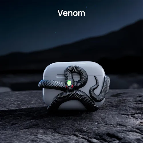 Miniatura 5 de La Funda Decorativa de Serpiente Compatible con AirPods 4ª Generación. Funda 3D Creativa y Estética de Serpiente de HaloMyyth, Cabeza Iluminada