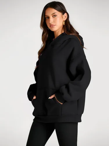 Miniatura 140 de Trendy Queen - Sudaderas extragrandes con capucha para mujer, suéteres de manga larga, sin botones, de vellón, de otoño, ropa de invierno