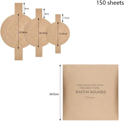 Miniatura 2 de 150 piezas de papel pergamino redondos precortados círculos para tartas forros antiadherentes para hornear papel circular con pestañas de fácil