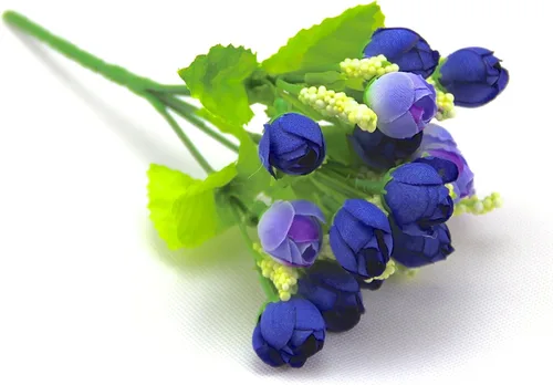 Miniatura 4 de RayLineDo® Paquete de 6 flores artificiales de seda artificial de color azul