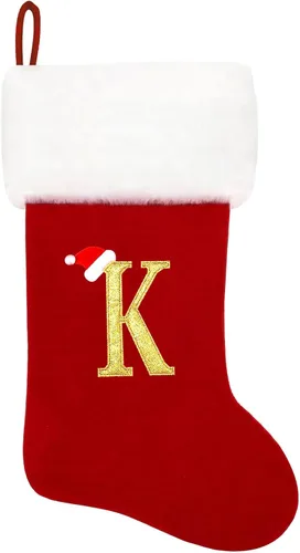 Miniatura 190 de Calcetines de Navidad bordados de 20 pulgadas con monograma, terciopelo negro con puño de felpa blanca supersuave, adornos clásicos para decoración