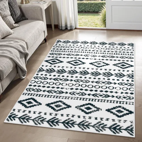 Miniatura 45 de Lahome Alfombra bohemia marroquí para entrada, lavable, de 2 x 3 pies, color gris y blanco, antideslizante, ultra fina, suave, rústica con estampado