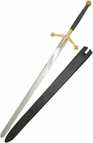 Miniatura 2 de Medieval Warrior Fantasy Claymore - Espada real con funda de cuero negro