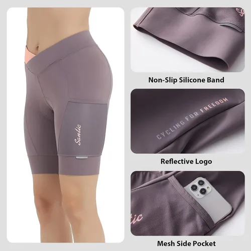 Miniatura 4 de Santic Pantalones cortos de ciclismo para mujer, mallas transpirables acolchadas
