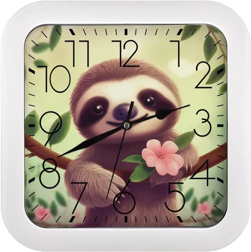 Miniatura 16 de 10" Square Modern Wall Clock,African Mud Cloth Tribal Print Kitchen Clocks Wall Battery Operated,Silent Non Ticking Unique Funny Cute Wall Clock for