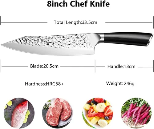 Miniatura 2 de Cuchillo de chef de 8 pulgadas, cuchillo de chef súper afilado, cuchillo de cocina para cocinero casero, cuchillo universal de acero inoxidable al