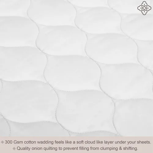 Miniatura 4 de Bioweaves Funda de Colchón de Algodón 100% Orgánico, Certificado GOTS, Cubrecolchón Acolchado Refrescante Ajustable de 300 GSM y Protector con Blanco