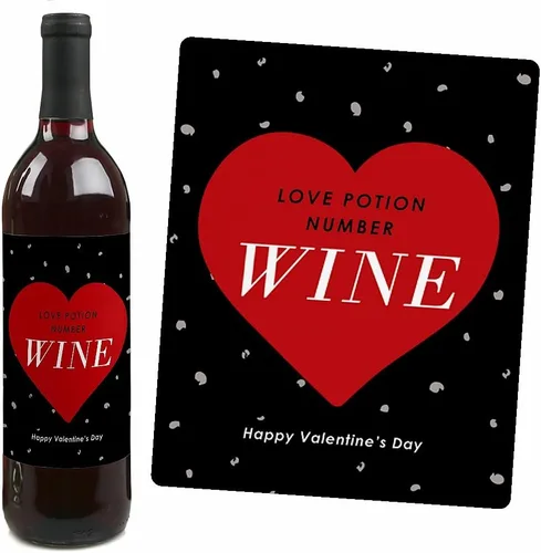 Miniatura 5 de Big Dot of Happiness - Día de San Valentín - Regalo para mujeres y hombres - Etiquetas adhesivas para botellas de vino - Juego de 4