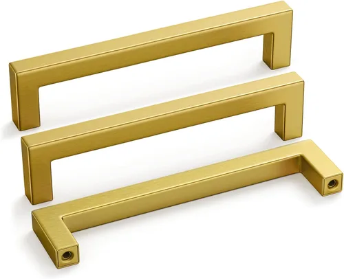 Miniatura 32 de Goldenwarm 1 paquete de manija cuadrada negra para cajones de gabinete de barra, de acero inoxidable, herrajes modernos para gabinetes de cocina