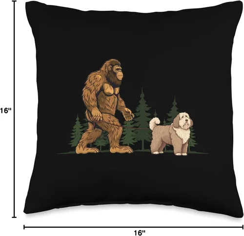 Miniatura 4 de Old English Sheepdog N Bigfoot Funny Old English Sheepdog Bigfoot Walking Dog Mom Dad - Almohada de 16 x 16 pulgadas, multicolor
