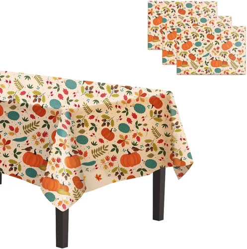 Miniatura 8 de Mantel de plástico de 54 x 108 pulgadas, paquete de 2 manteles rectangulares desechables para decoración de mesa de Pascua