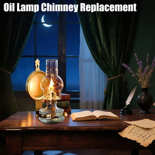 Miniatura 5 de Lámpara de aceite de repuesto para chimenea, base de 3 pulgadas x 6.4 pulgadas de alto, globo de lámpara de aceite de vidrio transparente, cubierta
