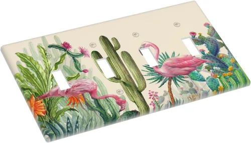 Miniatura 388 de Cubiertas de placa de pared de 3 gang con interruptor de luz de triple palanca, en negro y dorado con esplendor de oro rosa, estampado floral