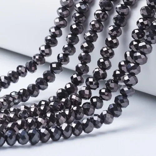 Beadthoven - 1300 cuentas de vidrio de Rondelle facetadas de color metálico de 0.157 pulgadas (0.157 in), espaciadores de cristal galvanizados de